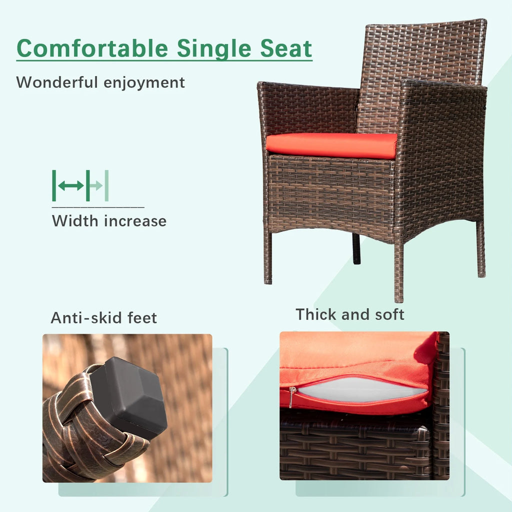4 Pieces PE Rattan Wicker Patio Conversation Set J4775