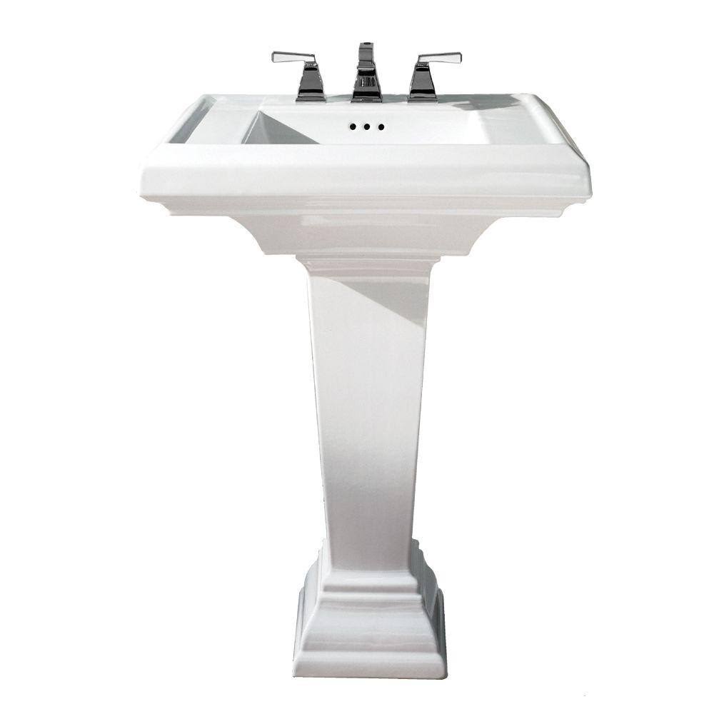 White Pedestal Bathroom Sink A3484