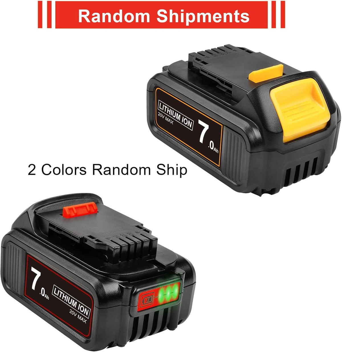 7.0 Ah 2Packs Replacement Lithium ion Battery for Dewalt 20V Cordless Tools Q6630