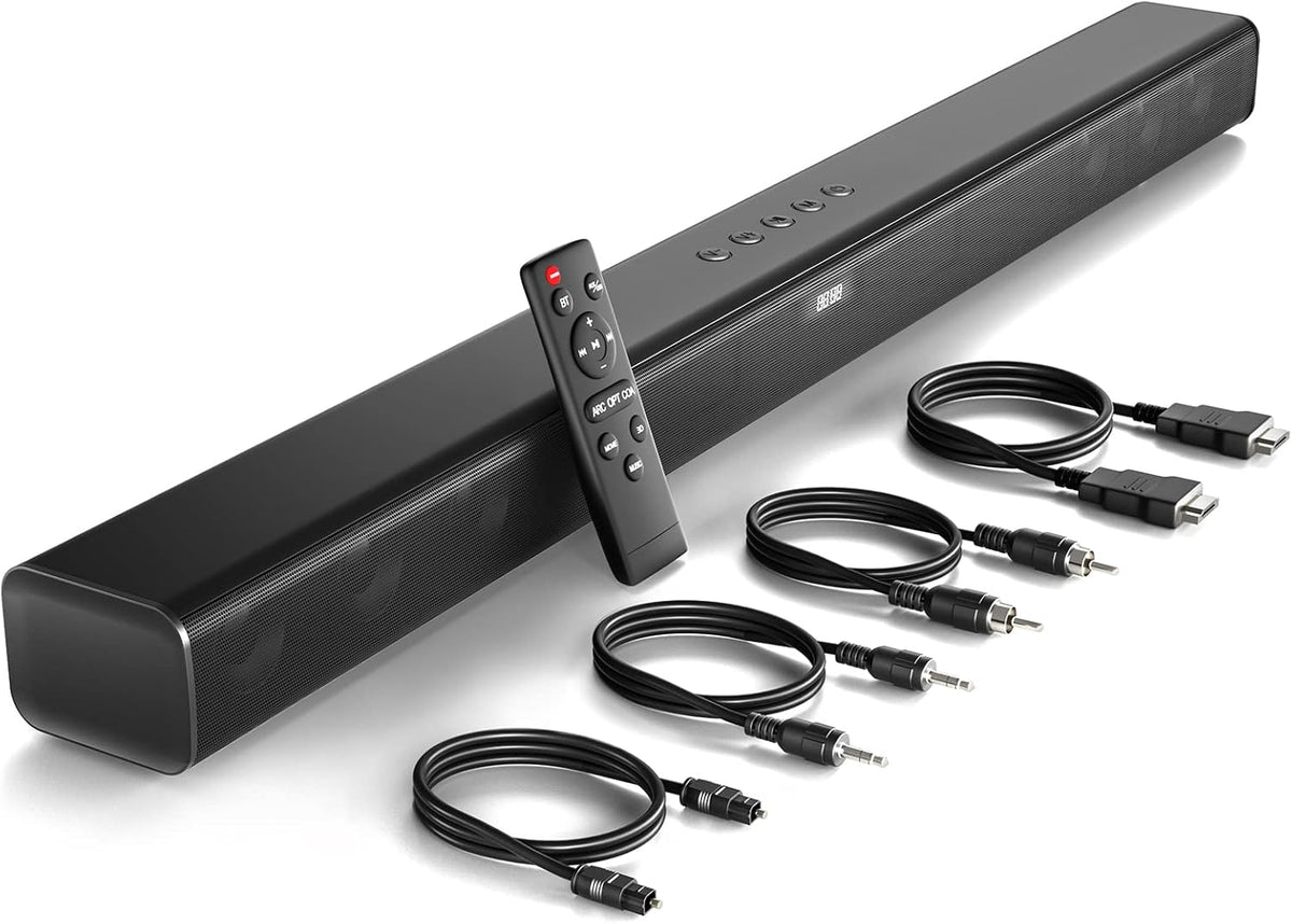 32-Inch Sound Bar with HDMI/Opti/COA/USB/AUX, 5.0 Bluetooth, 3 Modes, Wall Mountable K12119