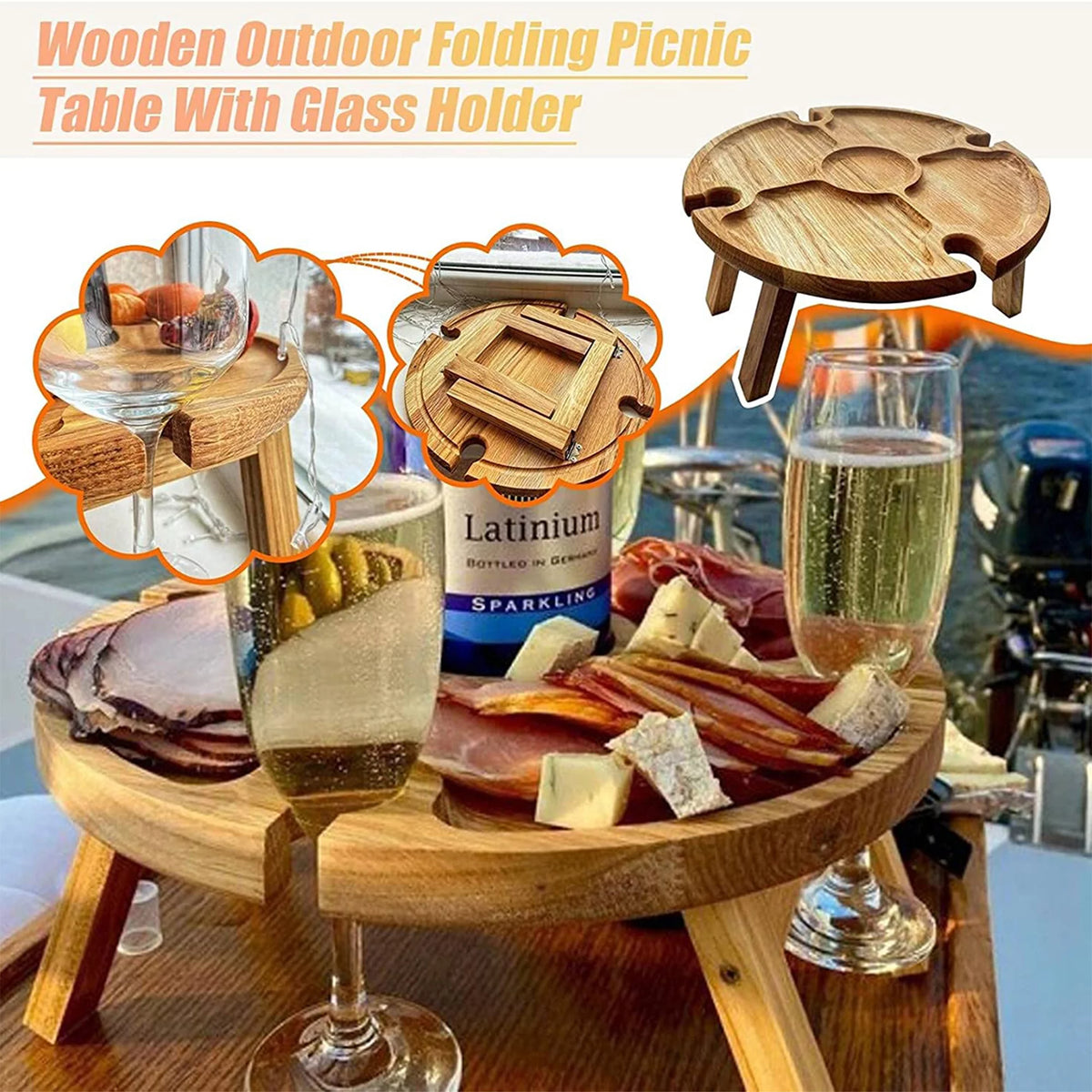 Wooden Collapsible Round Folding Table I252