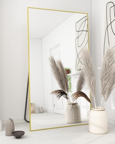 Black 65"x24" Full Length Mirror with Aluminum Alloy Frame B478