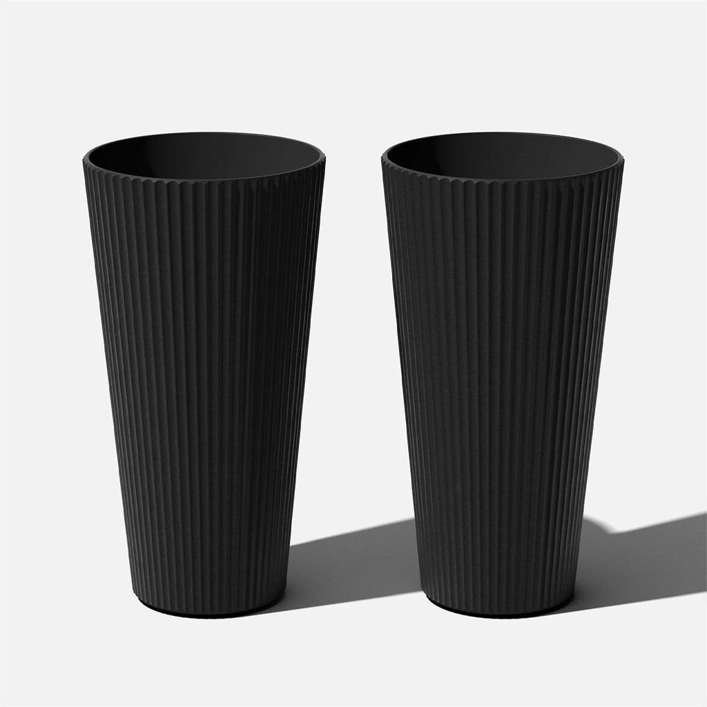 26" Tall Black Plastic-Stone Planter 2 Pack S10483