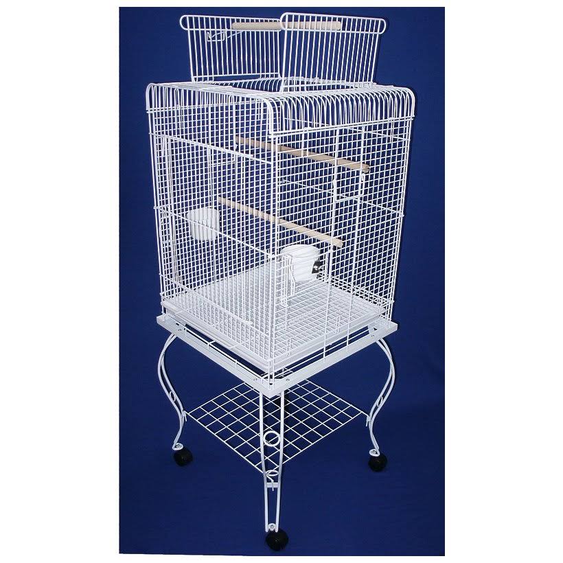 24 in. Open Top Parrot Cage with Stand - White O6374
