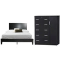 Queen Platform Bed and 5-Drawer Tall Chest Wardrobe N55628