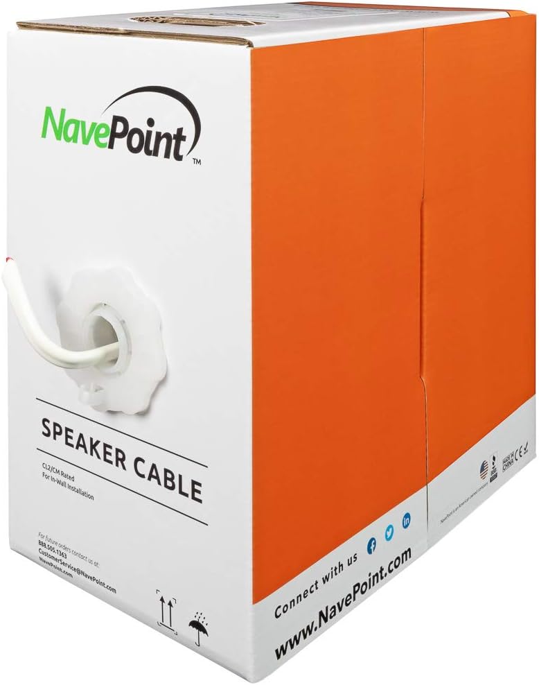 500ft 18/2 AWG 2 Conductor White Speaker Cable P30365