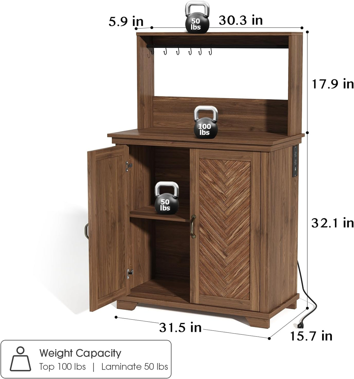 Walnut Coffee Bar Cabinet with Storage A793255