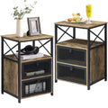 Set of 2 Flip Drawer End Table Grey T24038
