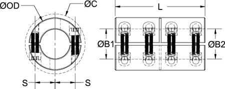 Rigid Shaft Coupling, Clamp, 3x22 L H83866