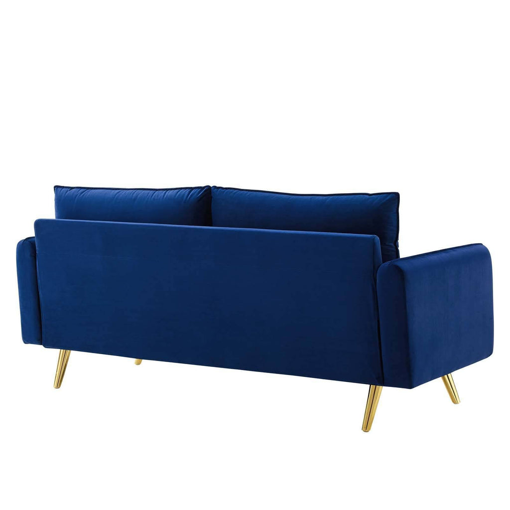 Navy Performance Velvet Sofa I659