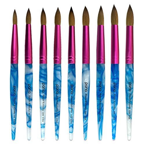 Size #20 Acrylic White Swirl Blue Handle Kolinsky Hair Brush D43359