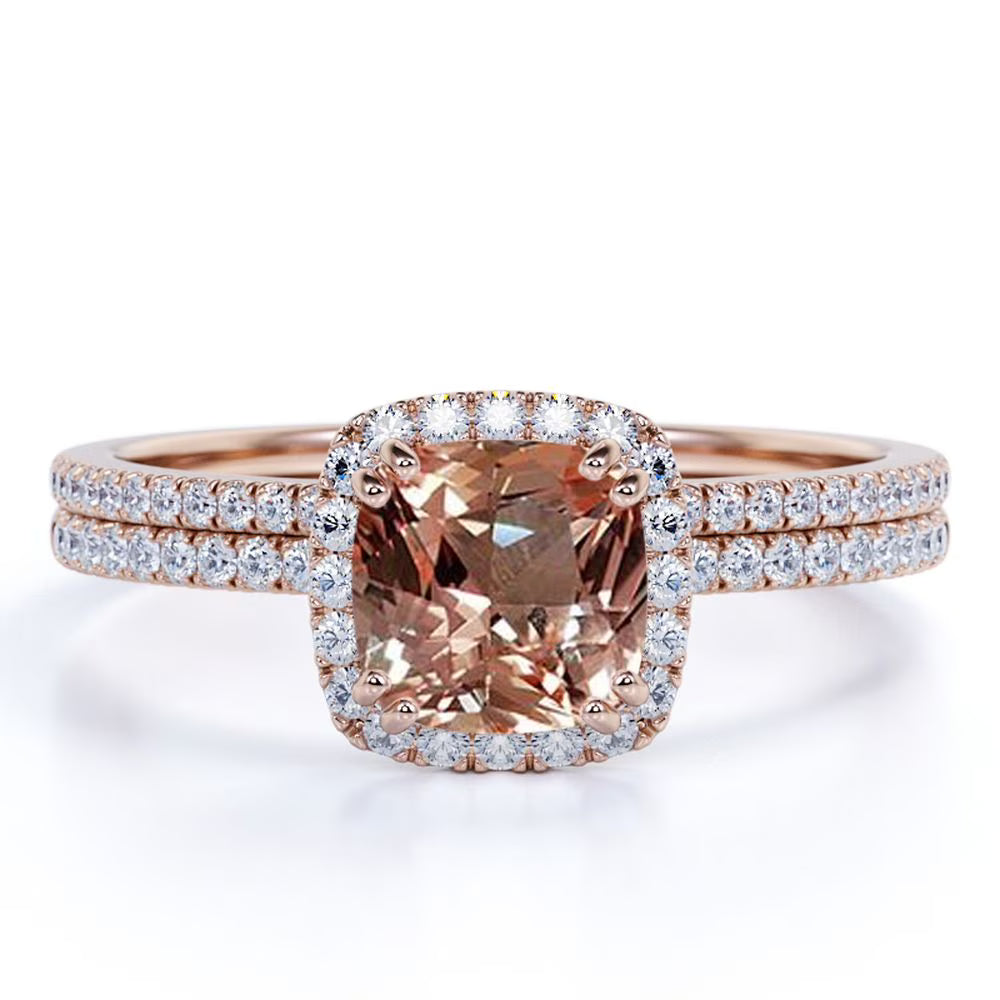 18k Gold Over Silver Bridal Wedding Ring Set L6153