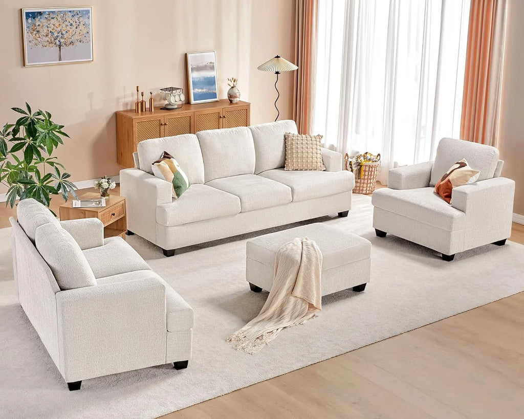 Beige Chenille 39 Inch Wide Single Seater Sofa W3258