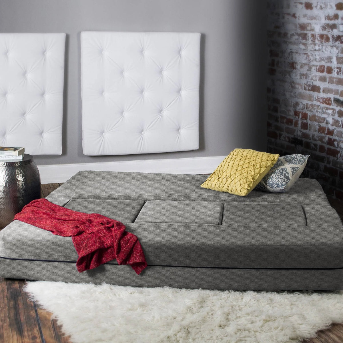 California King Convertible Sleeper Sofa and Ottomans Sand Q603361