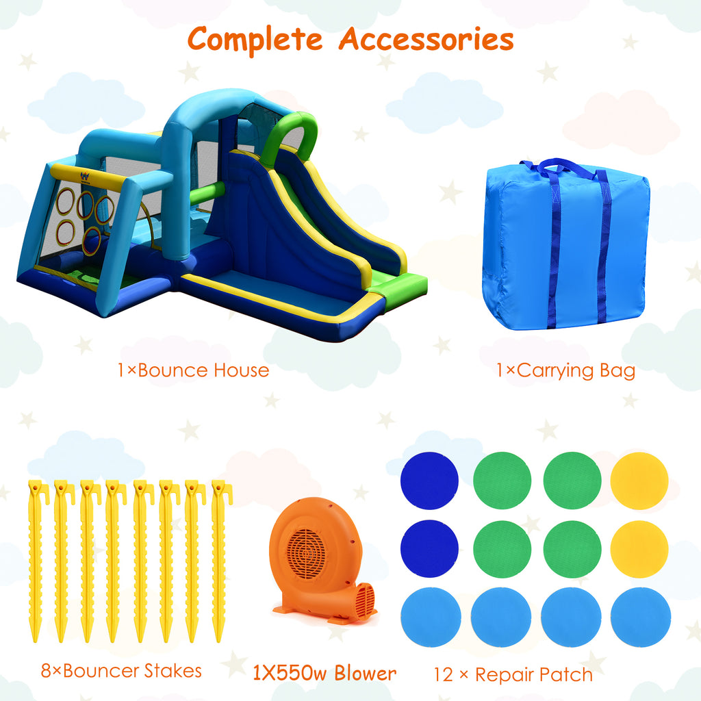 Inflatable Bouncer Climbing Bounce House Kids Slide Park Ball Pit with 550W Blower H339919