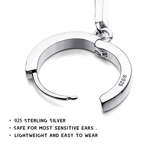 925 Sterling Silver Dainty Cross Huggie Hoop Earrings X360