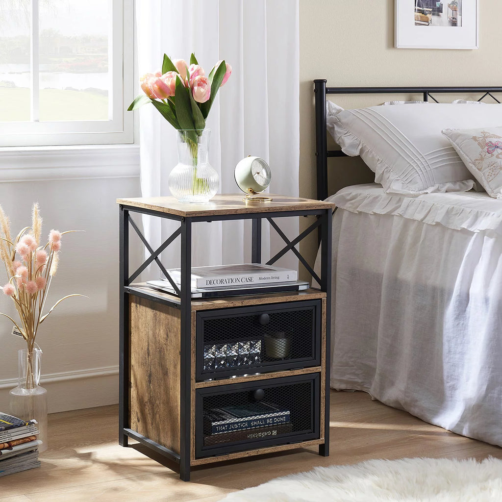 Set of 2 Flip Drawer End Table Grey T24038