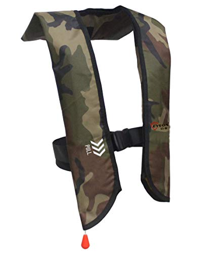 Inflatable Life Jacket Life Vest Green Camouflage Manual M5576