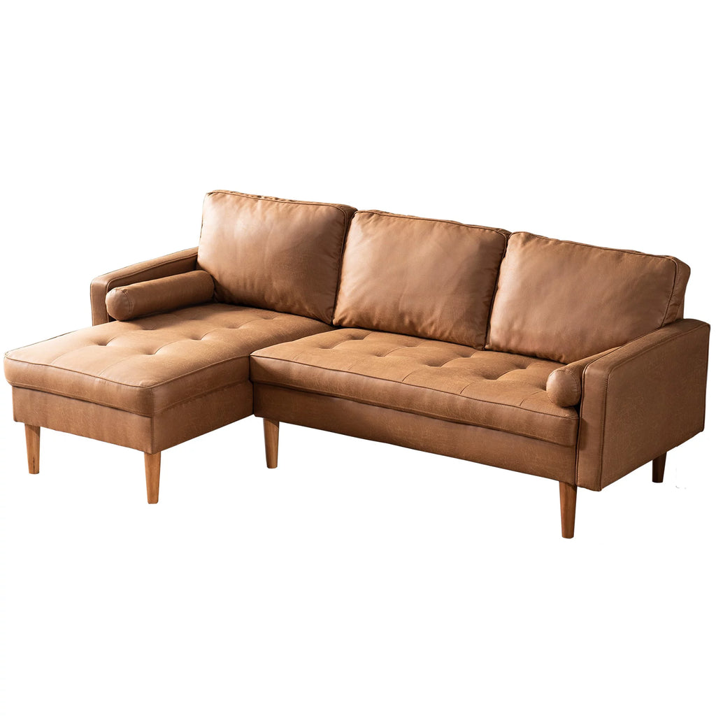 83 L Shaped Faux Leather Sectional Couch with Chaise E973044