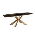 Manual Dining Table with Brushed Bronze Base and Smoked Top S759134