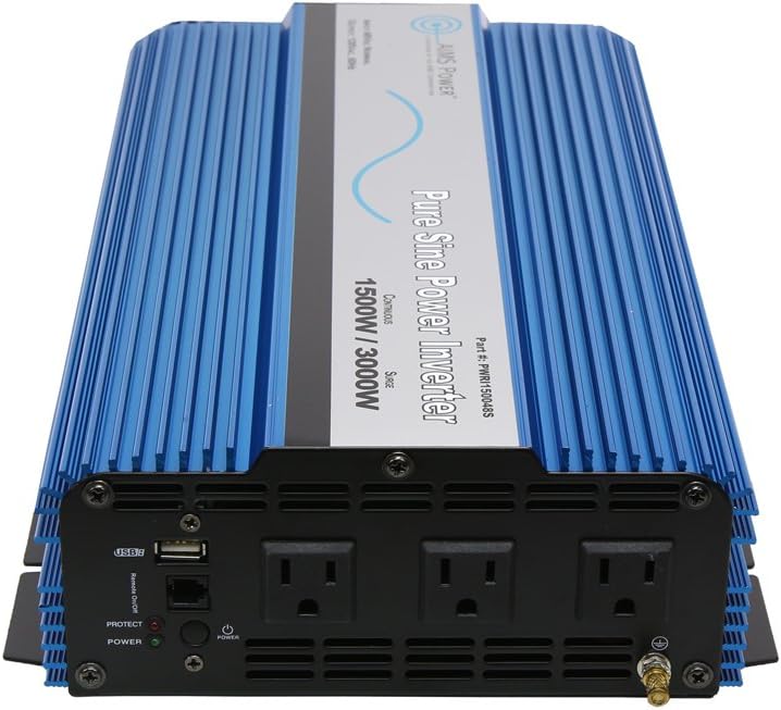 48V Pure Sine Inverter, 1500W Continuous Power, 3000W Surge Power, USB Port, Triple AC Receptacles R6845