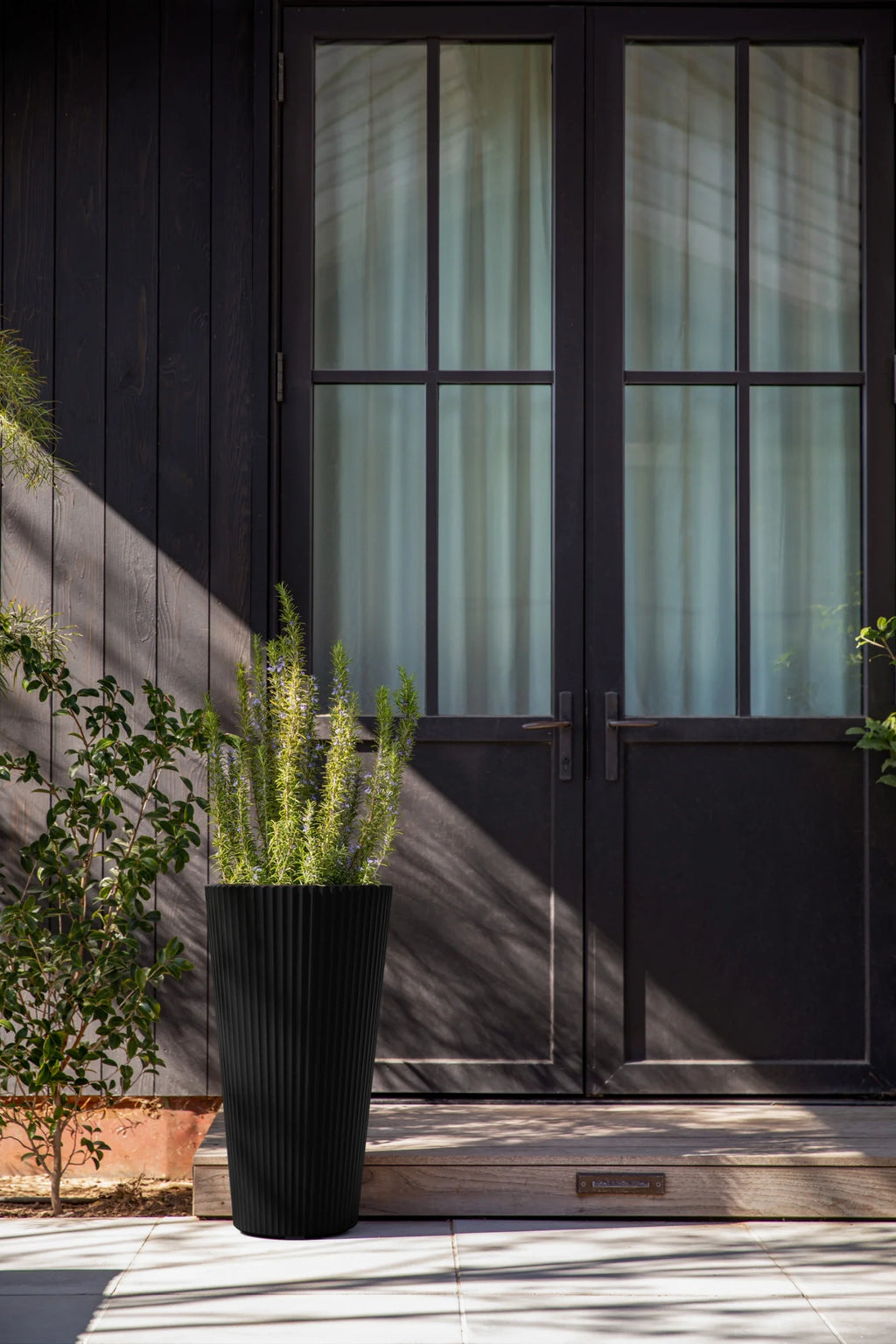 26" Tall Black Plastic-Stone Planter 2 Pack S10483