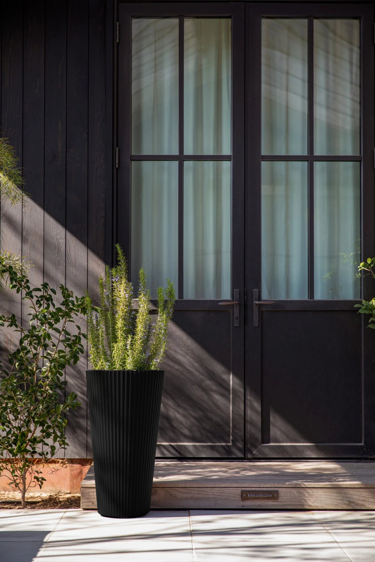 26" Tall Black Plastic-Stone Planter 2 Pack S10483