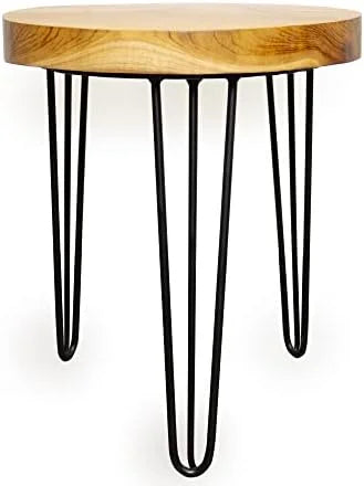 Natural Teak Wood Round Accent End Table L644