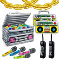 29 Pcs 80s 90s Party Decorations Inflatable Boom Box Beverage Cooler Gold Foil Chain Balloons E567088