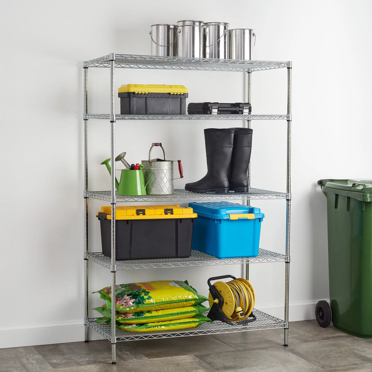 Wire 5-Tier Storage Shelf Unit Chrome Y6712