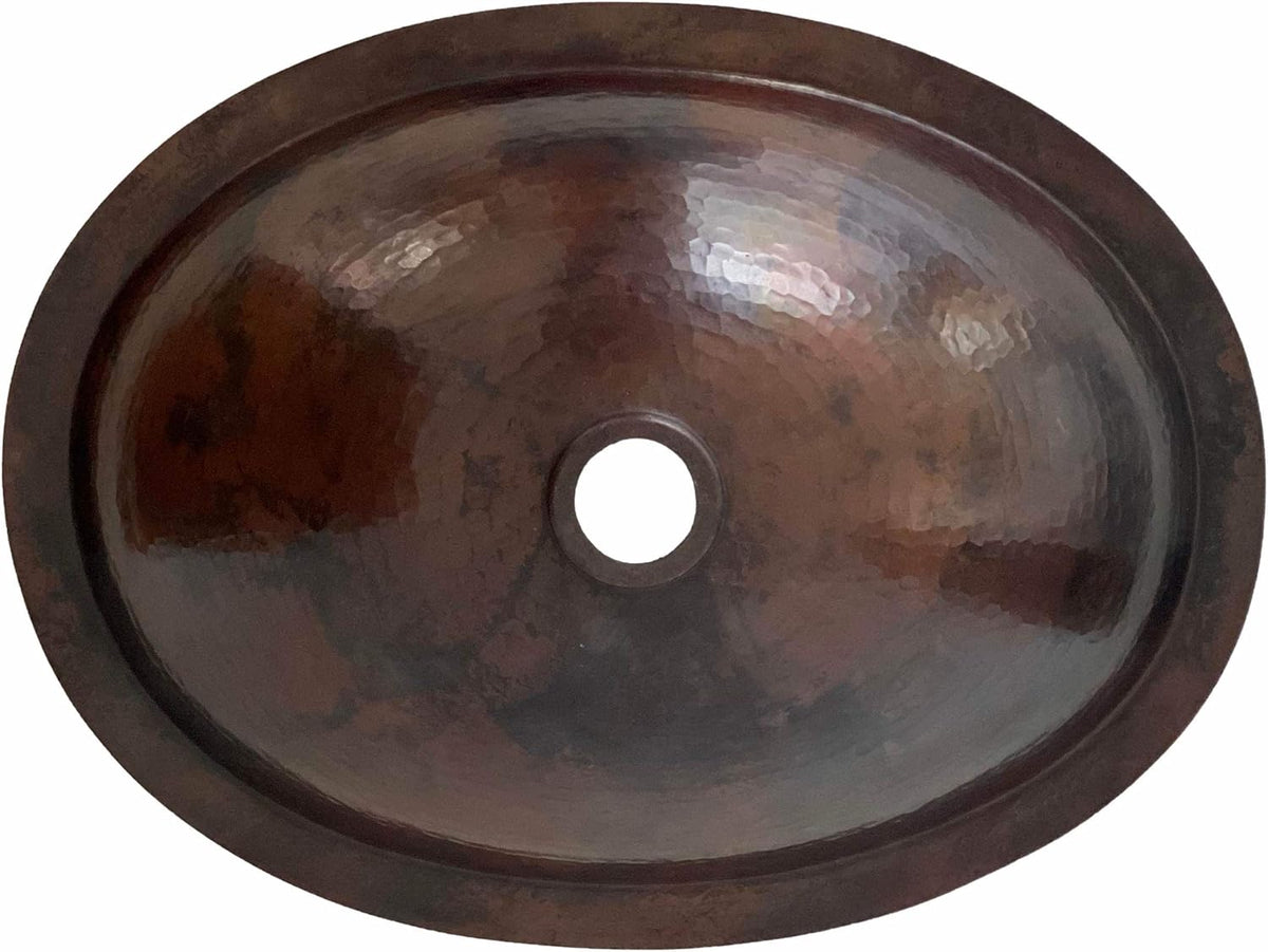19 x 14 Oval Copper Bathroom Sink Hand Hammered Dual Mount T275