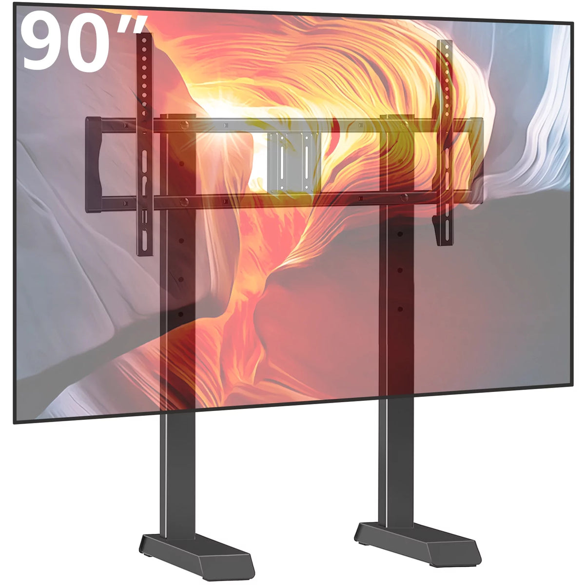 Black Alloy Steel TV Stand for 55 to 90 inch Flat Panel TVs Q81346