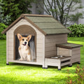 Outdoor Wood Dog House with Feeding Station and Storage Box W641538