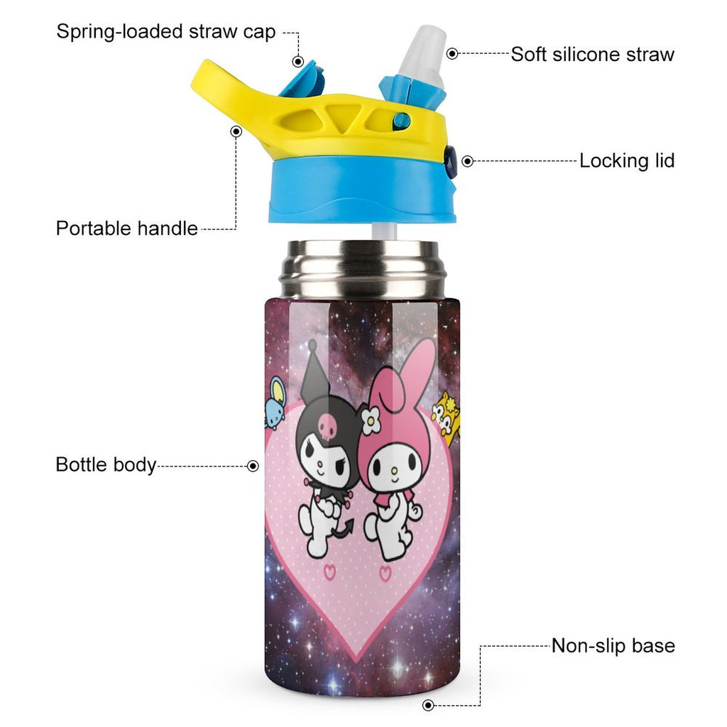 Stainless Steel Vacuum Insulated Water Bottle with Straw O24515