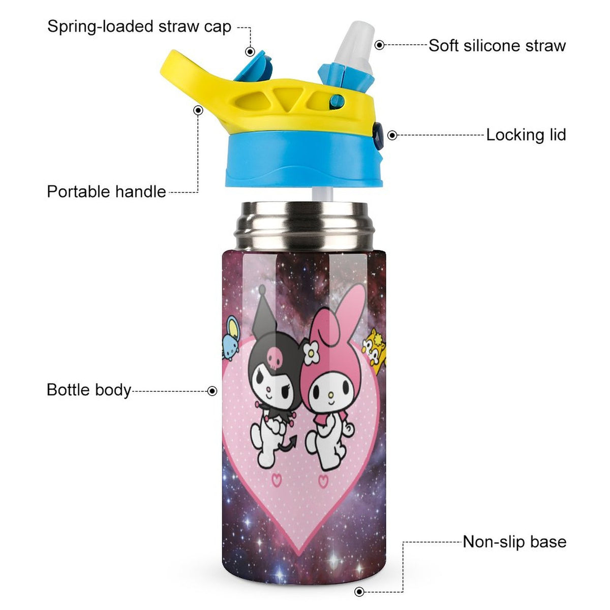 Stainless Steel Vacuum Insulated Water Bottle with Straw O24515