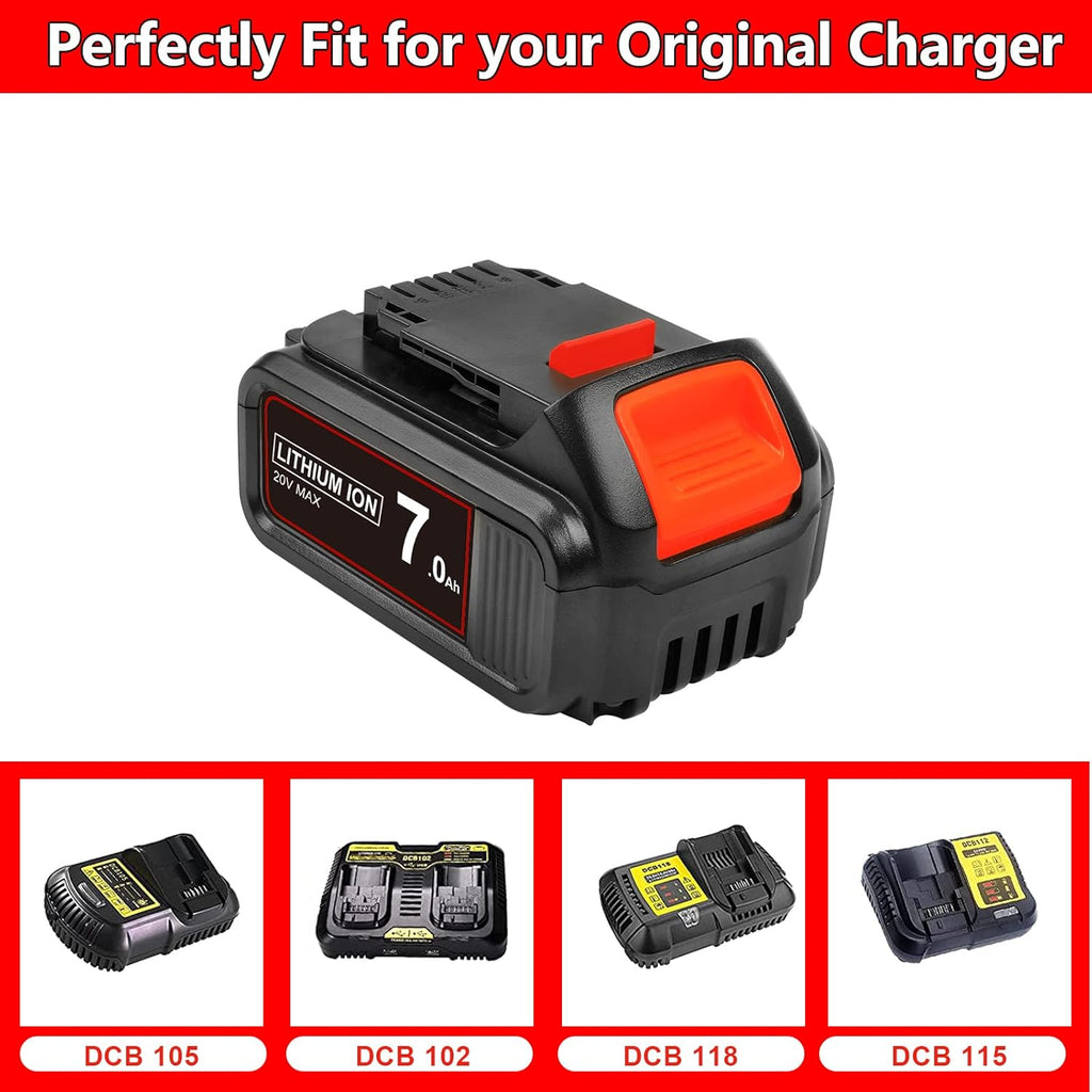 7.0 Ah 2Packs Replacement Lithium ion Battery for Dewalt 20V Cordless Tools Q6630