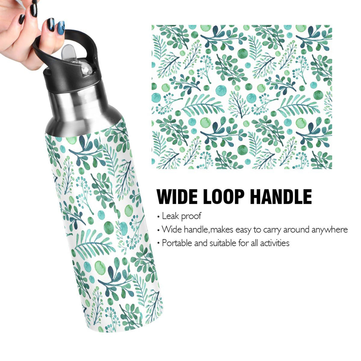 20 oz Insulated Stainless Steel Water Bottle with Straw Lid Z569656