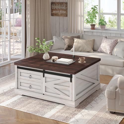 White Lift Top Coffee Table with Storage H24011