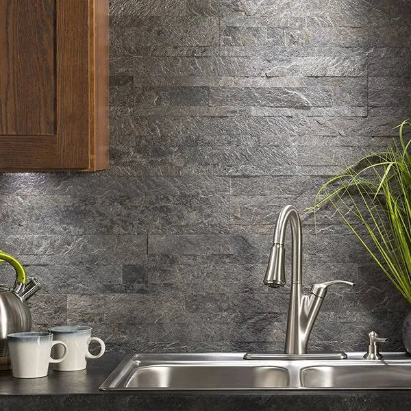 Peel and Stick Stone Overlay Kitchen Backsplash Frosted Quartz Approx 15 Sq ft Kit H421