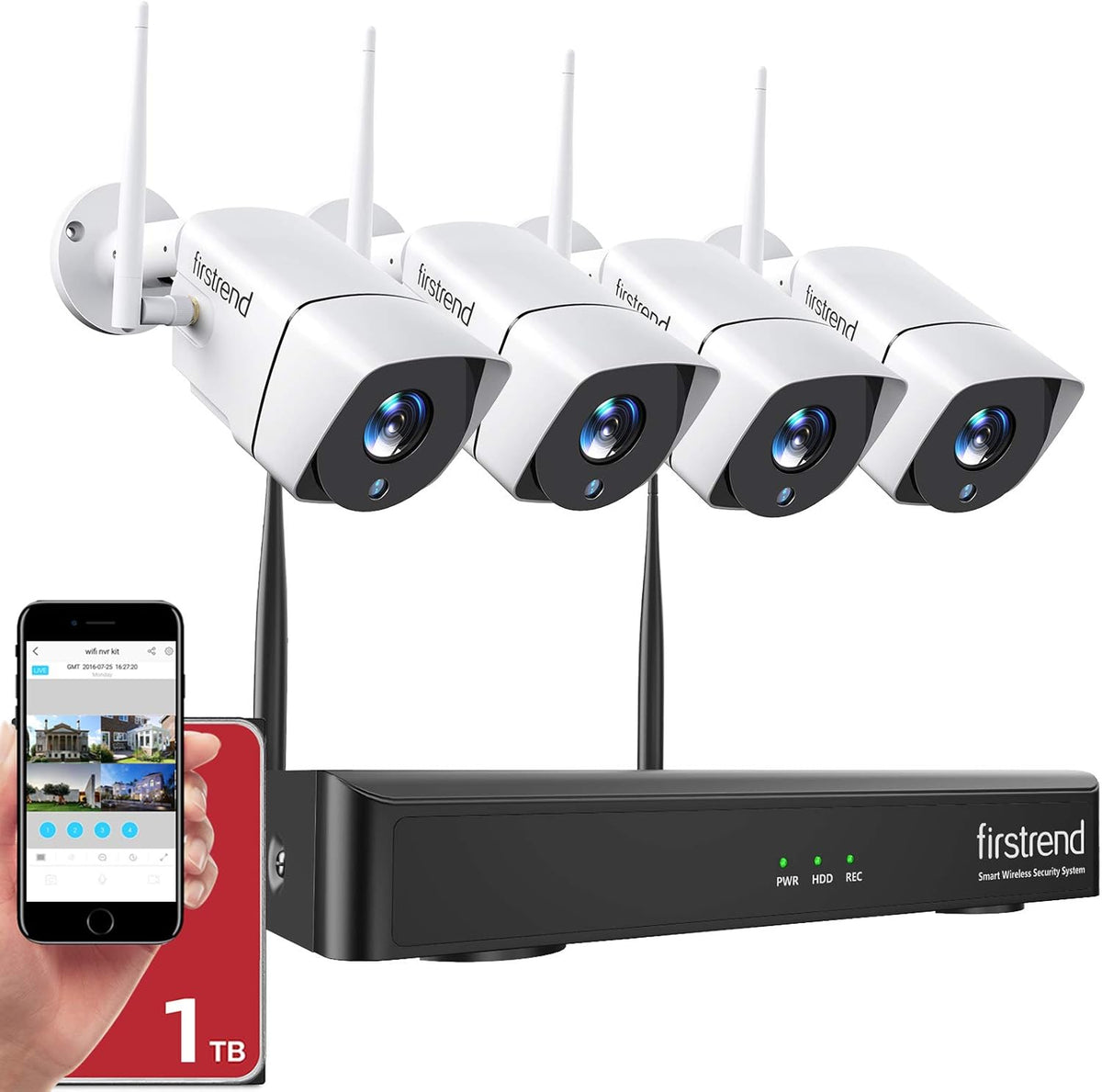 Wireless Security Camera System 8CH NVR with 8pcs 1080P HD Camera and 3TB Hard Drive H58130