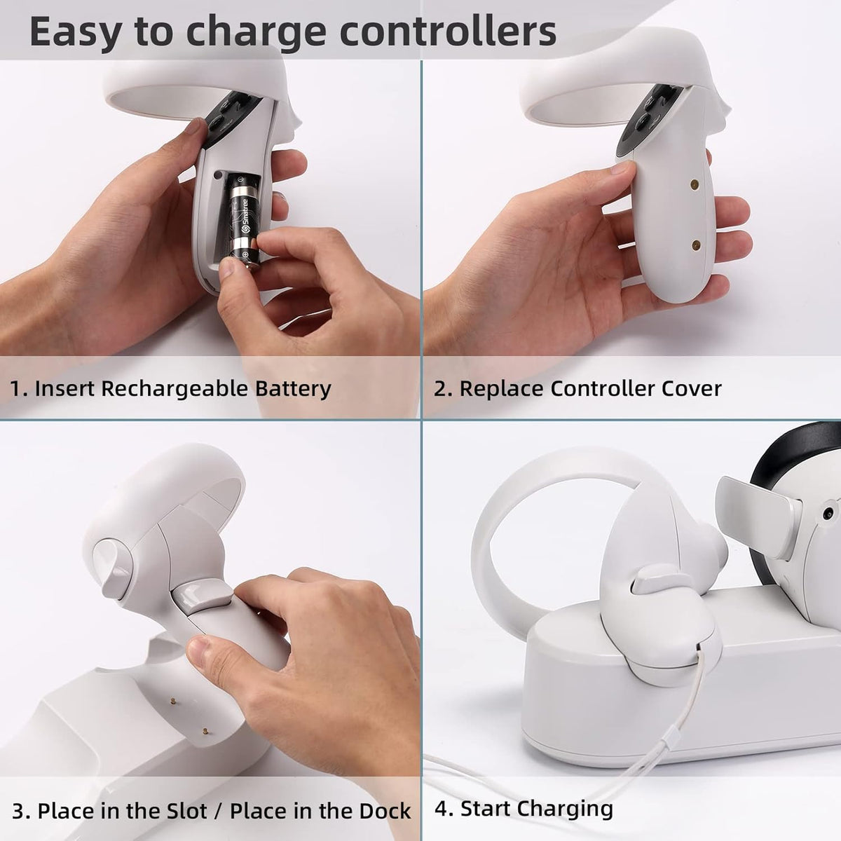 Oculus Quest 2 Charging Dock with 2 Rechargeable Controller Batteries I89660