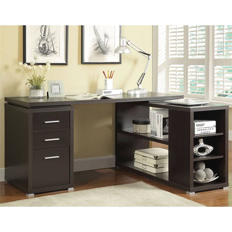 L Shaped Writing Desk in Cappuccino O202626