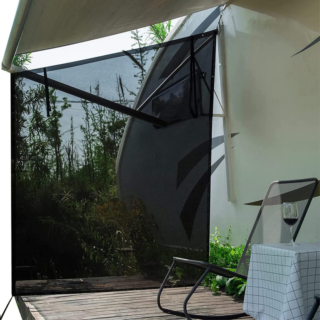 Black Mesh RV Awning Sunshade 15' x 9' D700446