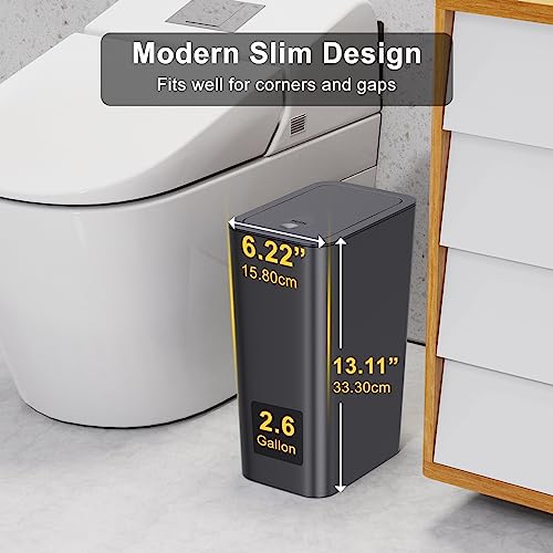 Grey 3 Pack Bathroom Trash Can with Lid Set A91193