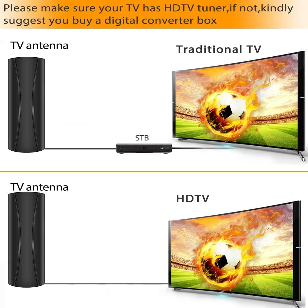 HD Digital TV Antenna Indoor/Outdoor with 32ft Coax Cable J12109