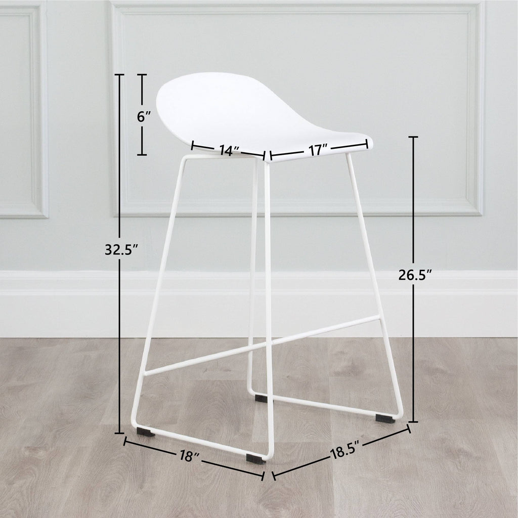 Set of 2 Plastic & Metal Sled Counter Stool X90380