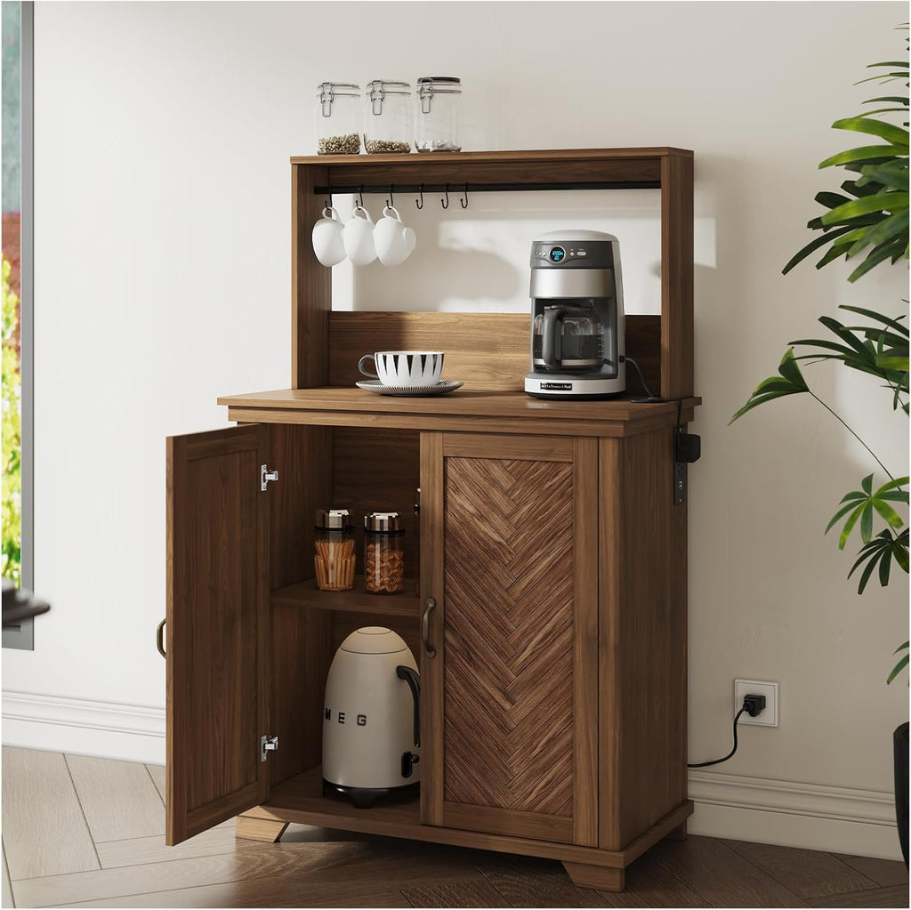 Walnut Coffee Bar Cabinet with Storage A793255