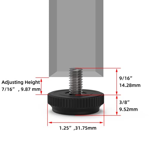 8 Pack 5/16-18 Stainless Steel Adjustable Threaded Furniture Leg Leveling Feet H6374