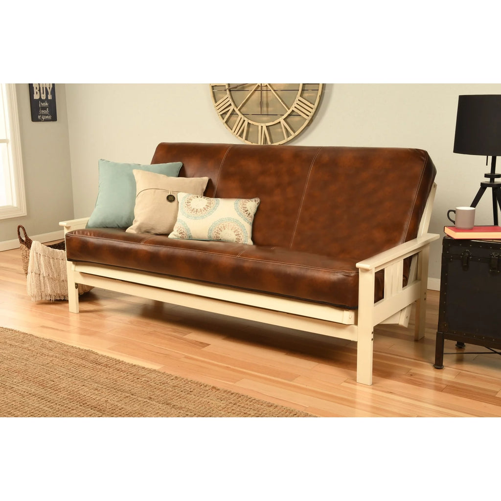 Antique White Sofa with Faux Leather Mattress Cover C13118