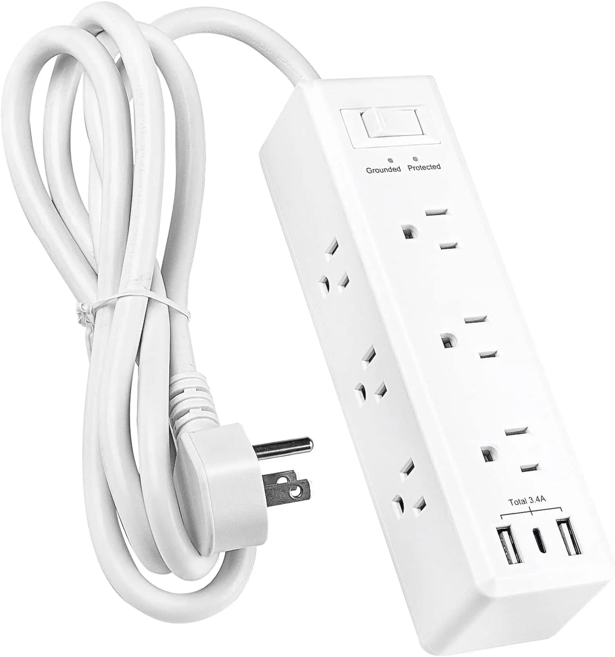 Surge Protector Power Strip with 9 Outlets 2 USB-A 1 USB-C 5 Ft Extension Cord S1115